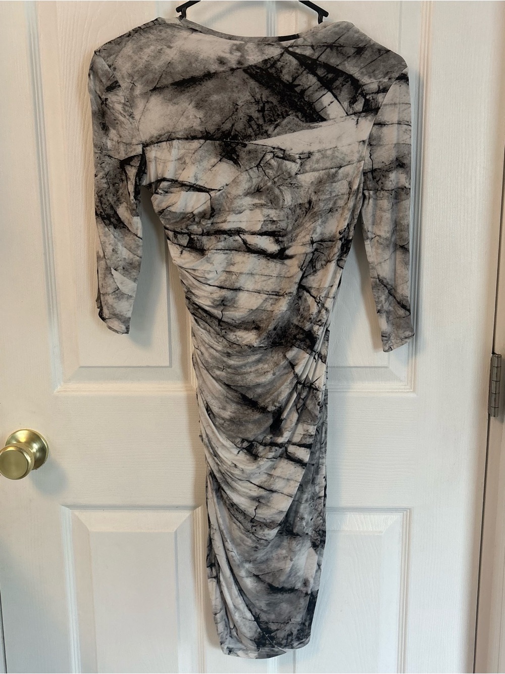 🖤 Helmut Lang Abstract Ruched Bodycon Dress — Size S/P